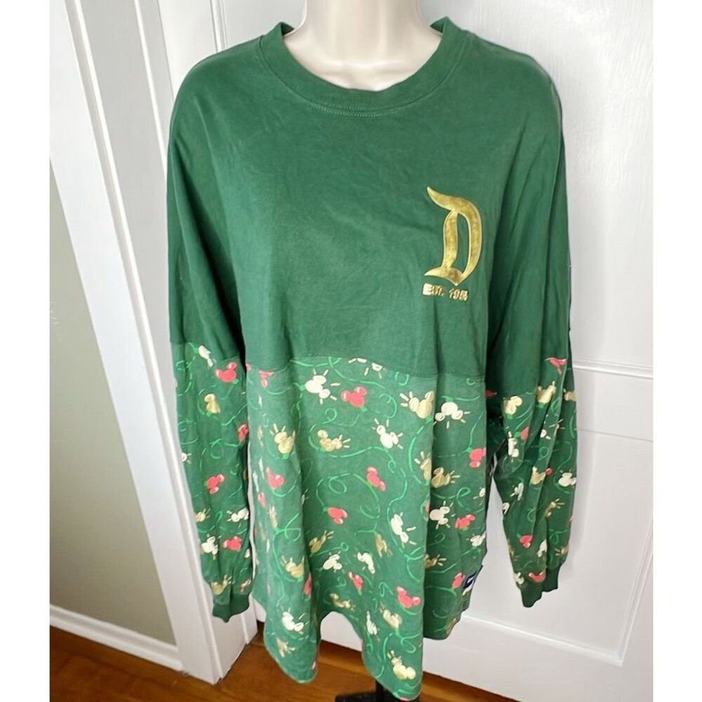Disney Holiday Lights Mickey Spirit Jersey Green Size XXL Unisex - Picture 2 of 8